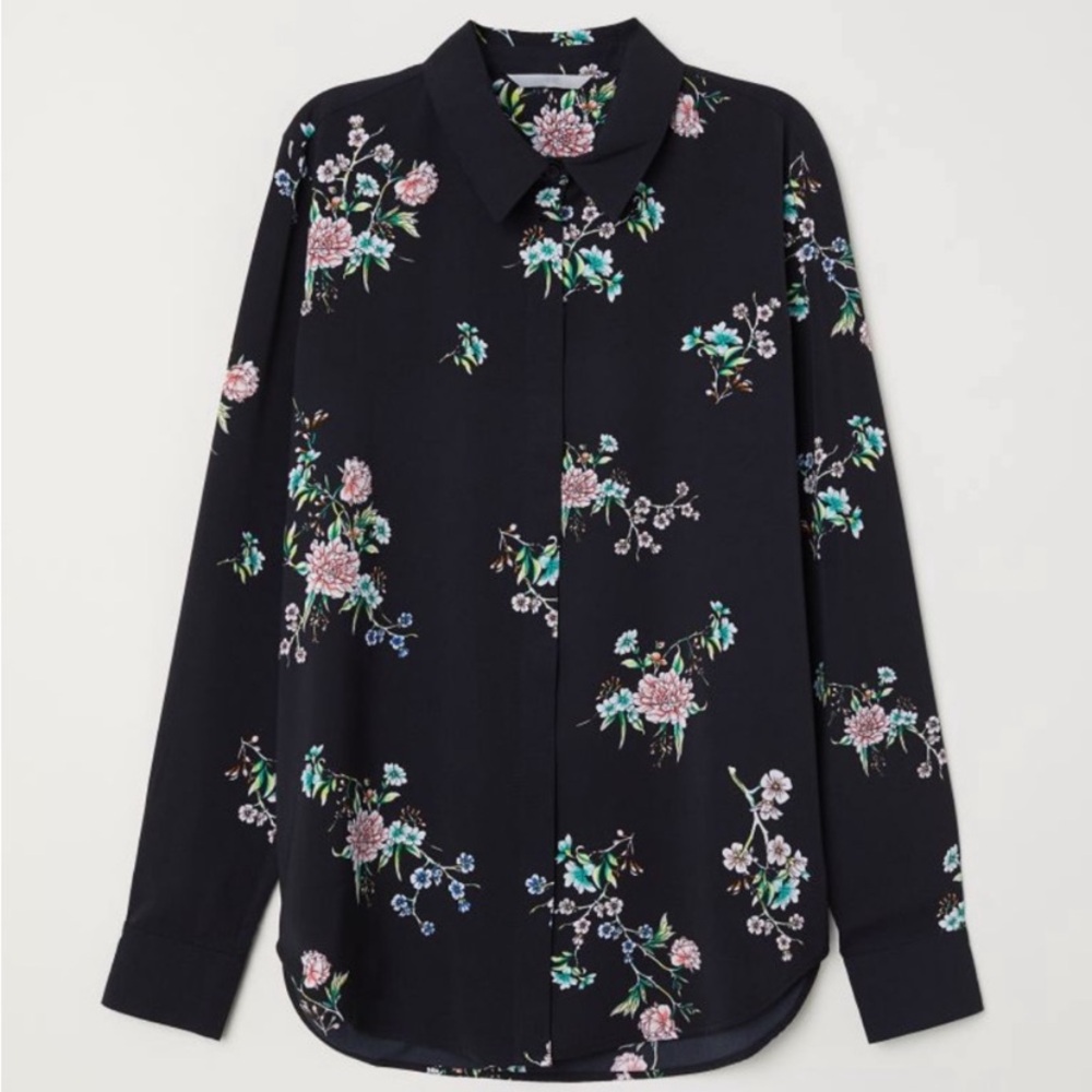 H&M Black Long Sleeve Button Down Shirt